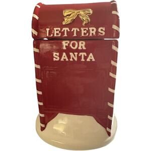 Letters For Santa Christmas Red Mailbox Ceramic Cookie Jar, Vintage